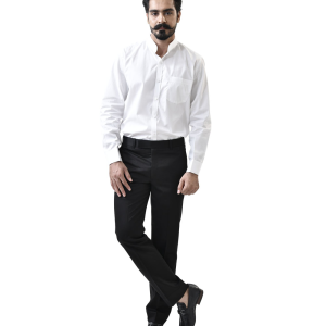 White Mandarin Collar Shirt and Black Pant – Combo Set