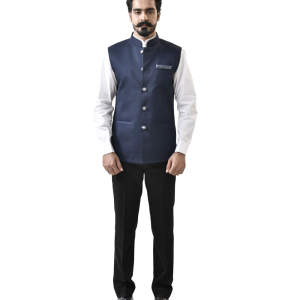 Navy Blue Bundi with White Shirt and Black Pant – Bundi Combo Set